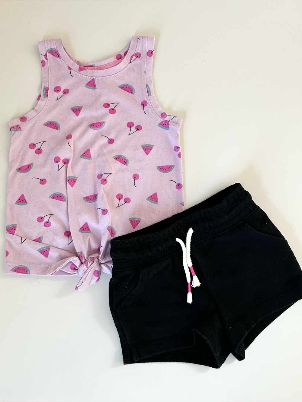 Cat & Jack Pink Fruit Print Tie-Front Tank & Shorts Set